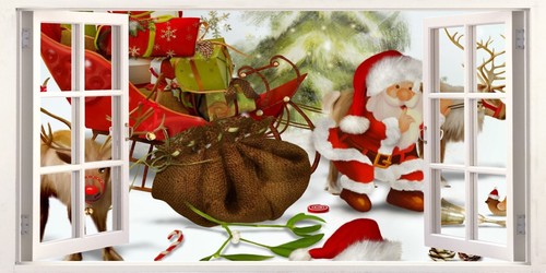 Adesivo murale natale babbo - natale,